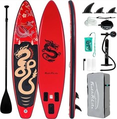FunWater 11’×33″×6″ Inflatable Stand Up Paddle 11’×33″×6″, Red Black Dragon