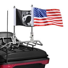 2 Pack Motorcycle Flag Pole Fold Down 90° with American Flag and Pow-mia Flag…