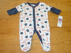 0/3 Months Chicago Bears NFL Football Infant Romper Sleeper Baby White