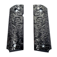 1911 Grips Full Size Government Black Colt Kimber Scroll 1911 Grip Screws Includ