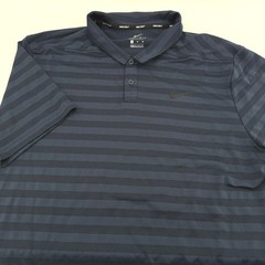 Nike Golf Dri-FIT Polo Shirt Mens XL Navy Blue Black Striped Short Sleeve Logo