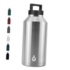 Half Gallon Water Bottle Insulated, Dishwasher Safe Stainless Steel 64oz-Slim
