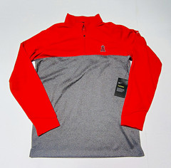 Nike Golf Dri-FIT Men’s M 1/4 Zip Long Sleeve Colorblock Polo Red Gray