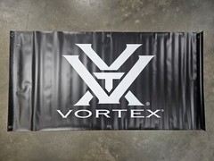 NEW Vortex Optics Logo Black/White | Vinyl Banner | 6 Metal Grommets | 2′ by 4′