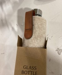Glass Water Bottle 25oz with Felt Sleeve – Borosilicate Glass – Leakproof Lid…