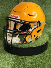 Gold and Green Riddell Speedflex Medium Football Helmet