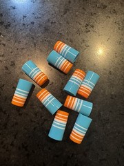 10-CUSTOM GOLF FERRULES Lt Blue/orange/white 1” TAPER TIP .355