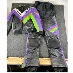 Vintage 90s Arctic Cat Arcticwear Leather Snowmobile Suit Jacket Bibs Men Large
