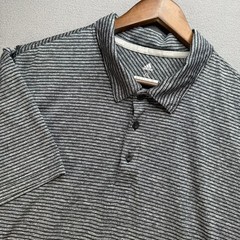 Adidas Golf Polo Mens XL Gray Striped Short Sleeve Performance Shirt