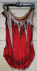 Gymnastics Leotard – Red/Beige – Tailor Made