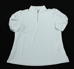 Acegolfs Women’s Puff Short Sleeve Quarter Zip Active Top EJ3 White Large NWT