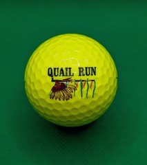 Vintage Yellow Quail Run Golf Course logo golf ball