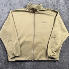 Ping Collection Mens Full Zip Golf Jacket Tan Khaki Fleece Lined Mock Neck XL
