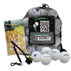 Recycled Golf Balls Premium Bundle – Good Quality – 24Pack w/ 100 Tees & Brush
