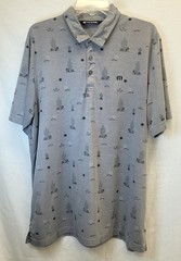 Travis Mathew Mens Polo Desert/Cactus Design Shirt Sleeve Shirt Gray Xlarge