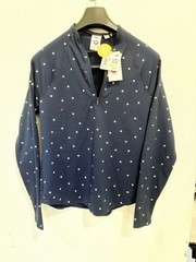 Puma Volition Pullover Women Size M Blue Stars High Neck Sports Activewear Logo