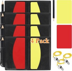 Soccer Referee Card Set, Red and Yellow Warning Cards with Record Paper, Pencil