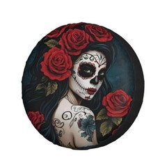Spare Tire Cover 17 inch 17 inch(for diameter 31”-33”) Rose Sugar Skull Women