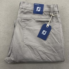 Footjoy Cotton Twill 5 Pocket Pants Mens 35×34 Sueded Gray Luxury Performance