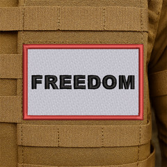 Charlie Kirk, Freedom Embroidered White Patch – 2.5” X 4”, Hook & Loop Back