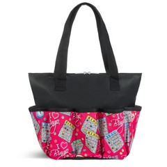 I Love Bingo Pink Tote Bag with 10 Pockets for Daubers Markers & Accessories …
