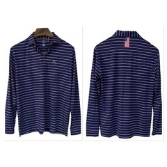 Rhoback Mens The Old Glory Stripe Long Sleeve Performance Polo Shirt Blue Red L