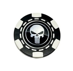 Punisher Skull Marvel – Magnetic Clay Poker Chip – Golf Ball Marker Card Guard