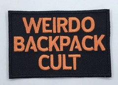 “WEIRDO BACKPACK CULT” Morale Patch – 2×3” Black & Orange – Hook & Loop