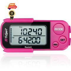 Realalt 3DTriSport 3D Walking Pedometer with Clip & Strap, One Size, Magenta