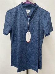 Greg Norman Navy Hummingbird Printed Tulip Short Sleeve Golf Polo Choose Size
