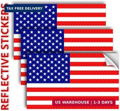 3 Pcs Reflective American Flag Sticker, 5×3 Inches, American Flag Decal Stickers