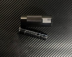 5/8×24 Engraved Hybrid Muzzle Brake Comp + Concussion Sleeve .308/.300 Black/6.5