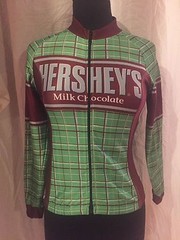 Canary Cycling Jersey Women Small Hershey’s Milk Chocolate Fleece Lined Green