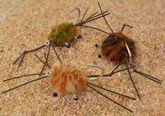 3 flies | Camo Crab|Brown & Tan, Olive, Black | Mustad Saltwater Duratin Hook #2