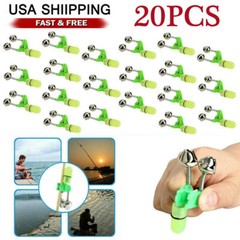 20 PCS LED Night Fishing Bite Bait Alarm 2 Bells Light Rod Tip Clip Alert Ring