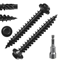 (1 lbs 43PCS)#12 x 2 Black Hex Exterior Lag Screws, 5.5x50mm,Structural Wood …