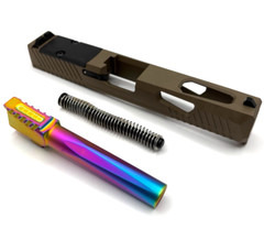 HTA FDE W3 Glock 17 Gen 1-3 RMR Cut Complete Slide Rainbow Crowned Fluted Barrel