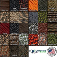 550 Paracord Solid and Camo Rope Outdoors Survival Crafting 10, 25, 50, 100 Feet