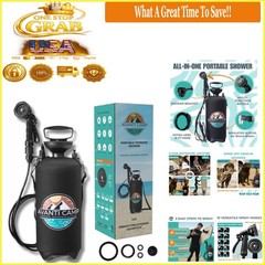 Pressurized Camping Shower 8L Portable Beach Rinse Kit with 10 Spray Modes Black