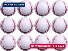 Baden White Dimpled Baseballs with Red Seams | High-Durability for Pitching Mach