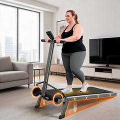 Manual Walking Pad Treadmill with Handle Bar 15% Incline Foldable 3HP LCD 500lb