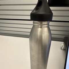 28 fl oz Stainless Steel Water Bottle Silver/Black Screw-On Lid