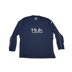 Huk Men’s 3XL Shirt Long Sleeve Dark Blue 100% Polyester Fishing