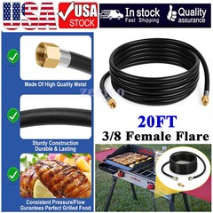 20ft Propane Hose Assembly with Both 3/8″ Female Flare for Gas Grill, RV, Heater