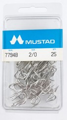 25 – Mustad 3X Strong Treble Hooks 7794 B-2/0-25 Made in Norway