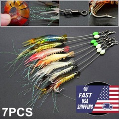 7x Luminous Fishing Lure Bait Artificial Shrimp Lures Soft Hook Prawn Baits Kit