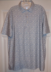 Hickey Freeman M white blue desert cactus palm print golf polo shirt