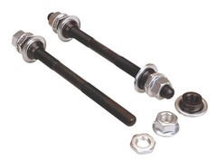 3/8″ x 26T BMX bicycle chromoly axle set (FRONT w/ FLATS & REAR) – BLACK