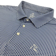 Rhoback Polo Men 3XL Blue Texas State Print Performance Short Sleeve Stretch
