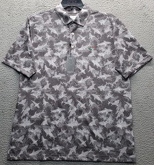 Greg Norman Golf Performance Polo Shirt Mens L Multi Fish Shark Classic Play Dry